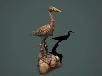 Statue heron Low-poly 3D model