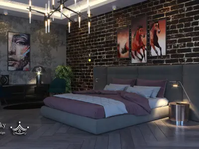 Industrial Bed Room 3D model 3D model