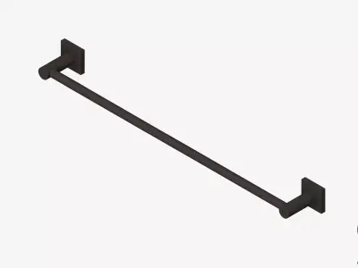 Towel Rail - Single - Luxury - Round - 600 - Square Plate Low-poly 3D model