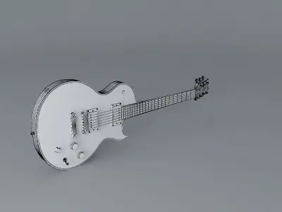 White Les Paul guitar Free 3D model