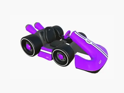 Cartoon Kart D07 Purple - Vehicle Racing Design Low-poly 3D model