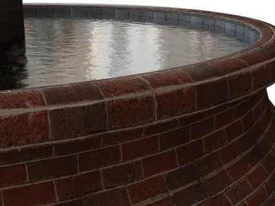 Fountain three tier with water on top Low-poly 3D model