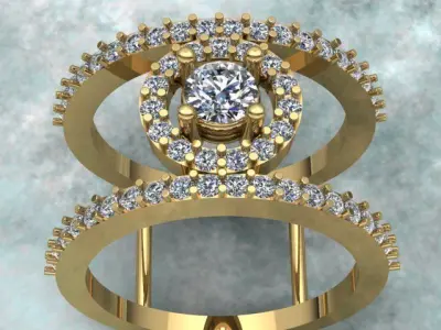 Luxury Diamond Double Ring 3D print model