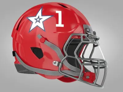 Red Football Helmet Low-poly 3D model