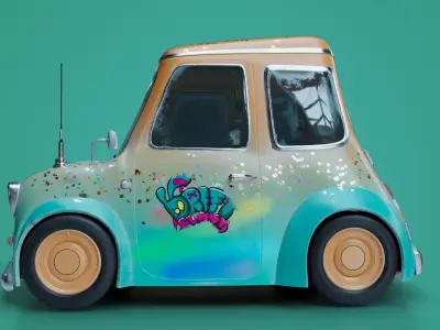 Funky Cartoon Car 3D model