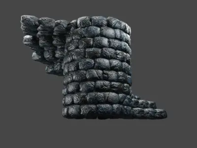Rock Ladder Medieval - Dungeon - Escada Low-poly 3D model