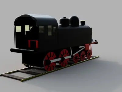 Steam Engine with Rails - 3D Model 3D model