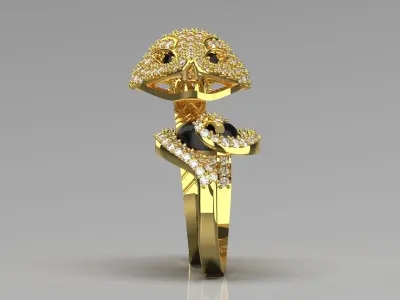Luxury yellow gold snake design ring jr00082 3D print model