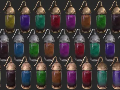 Medieval Laboratory Furniture Set Low-poly 3D model