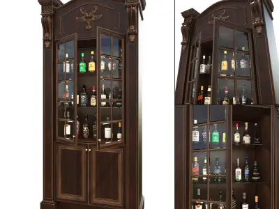 Classic European style Wine Cabinet 3D model