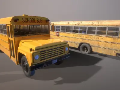 School Bus Low-poly 3D model