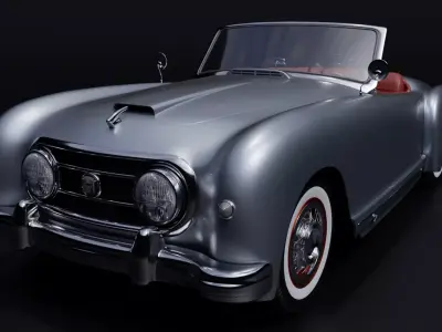 Silver Vintage Car  Low-poly 3D model