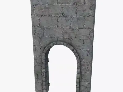 Medieval Stone Door Wall Low-poly 3D model