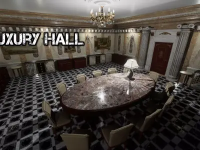 Luxury Classic Hall Unreal 5 project Low-poly 3D model