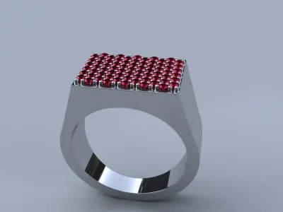 Rectangular Diamond Ring Size 11 Gold Silver Luxury Jewelry 3D print model