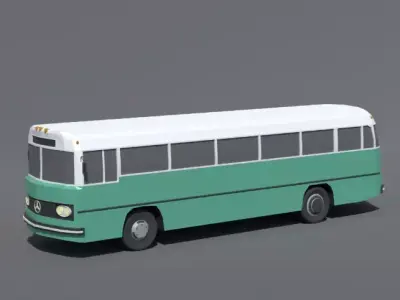 Low Poly Retro Bus Low-poly 3D model