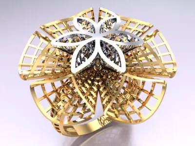  Mesh flower ring - Italian rings - Womens Rings - N5319 3D print model