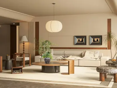 Modern living room 3D model  3D model