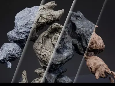 Stone golem low-poly game engine ready 3D model Low-poly 3D model