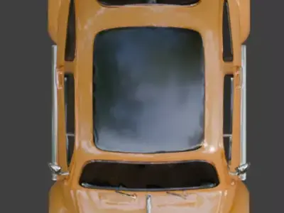 Orange Cartoon Beetle Car 3D Model Low-poly 3D model