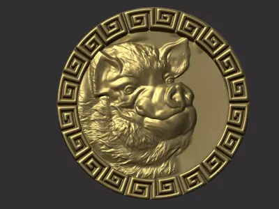 wild boar head 3D print model