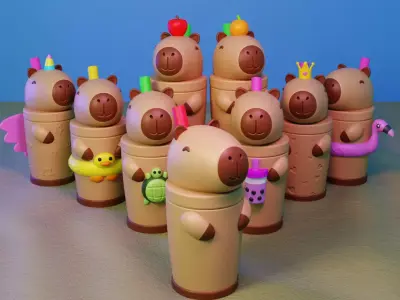 pack de vasos capybara carpincho 3D print model