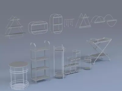 Decorative Shelf Coffee table set 3D model