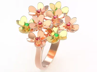 Ring Clover Frivole  - 8 flowers 3D print model