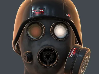 Gas mask helmet 3d model scifi Low-poly  Low-poly 3D model