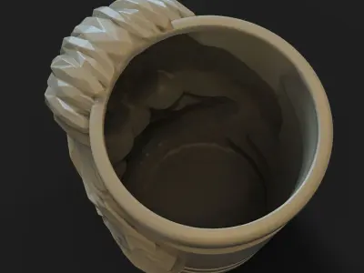 lowpoly Skull bearded vol1 flower pot and pen holder 3D print model