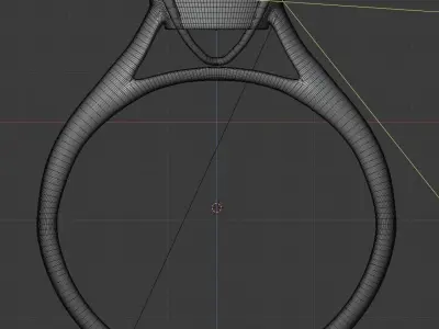 Engagement Ring Gold with Giant Diamond Stone 3D model