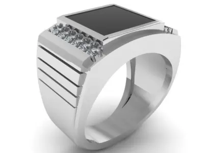 man ring  with precious stones 3D print model