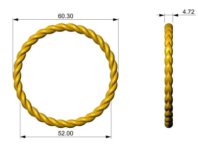 Braided Hoop 3D Model  Elegant Twisted Ring Design 3D print model