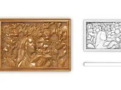 Sunflover girl 3d painting 3d print 3D model