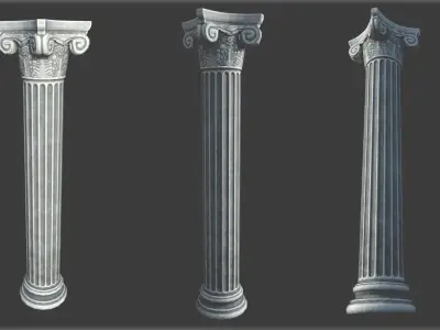9  Roman Columns Low-poly 3D model