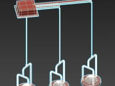 dighton-ch three gold pendant lights hanging 3D model