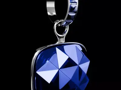 Sapphire pendant 3D model 3D model