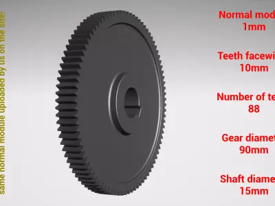 Cylindrical gear - paired - z88 m1 D90 d15 3D print model