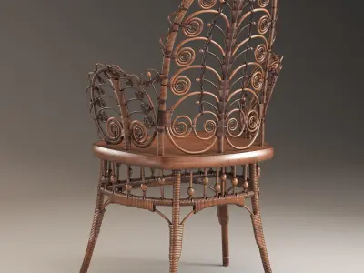 Victorian Wicker Chair Parlor C1890 3D model