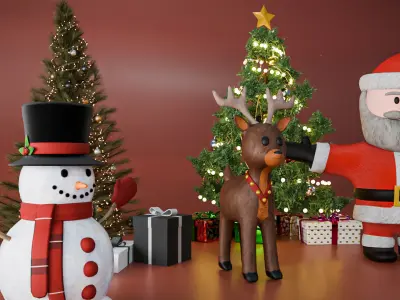 Christmas 3D Model Pack  Low-poly 3D model