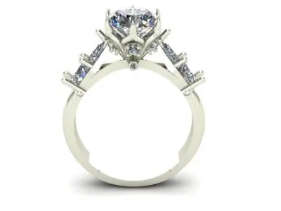 Engagement Ring With Shape Of Pear-Round-Oval Diamonds On It  3D model