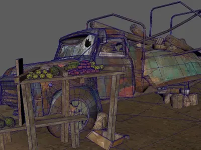 Old Abandoned Truck Low-poly 3D model