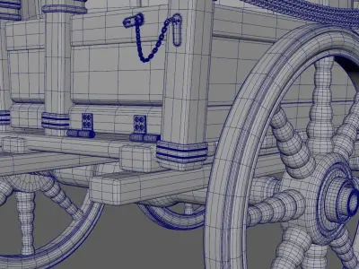 Caravan - 2 two wooden barrels on cart 3D model