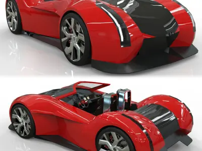 Roadster lowpoly concept birdcar Low-poly 3D model