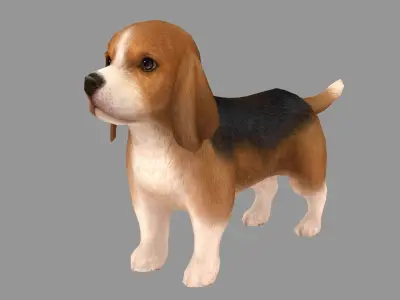 Cartoon pet puppy - Basset - baby dog Low-poly 3D model