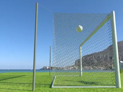 Soccer net animated Low-poly 3D model