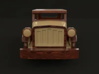 RETRO WOODEN CAR TOY 3D model