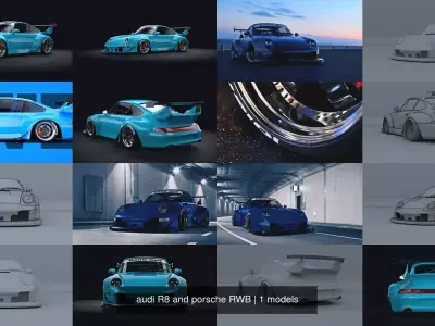 audi R8 and porsche RWB 3D Model Pack