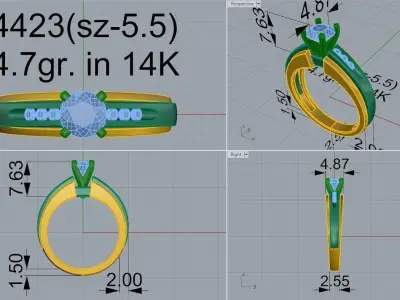 Peg Setting Channel Setting Ring 4423 3D print model
