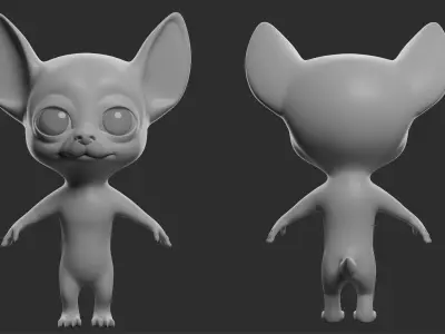 Chihuahua Dog Cartoon Low-poly 3D model